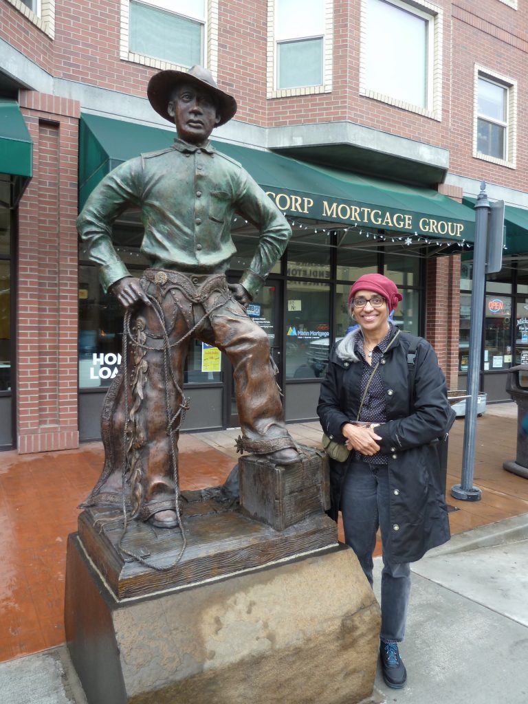 with George Fletcher Statue - Main Street - Pendleton